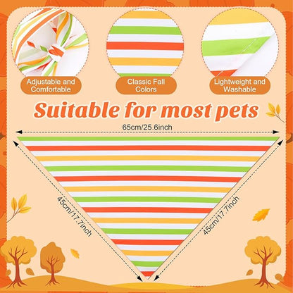 48 Pieces Fall Dog Bandanas Bulk Colorful Autumn Bandanas for Dogs with Polka Dot Stripe Wave Patterns for Pets Doggies Fall Autumn Thanksgiving Party Costume Accessories