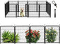 56 in(H) Decorative Garden Fence Panels, Wide Door Low Threshold, Dog Fence Outdoor for Yard. 10 Panels Total 22.1 Ft(L)，No Dig Fencing for Dogs, Black
