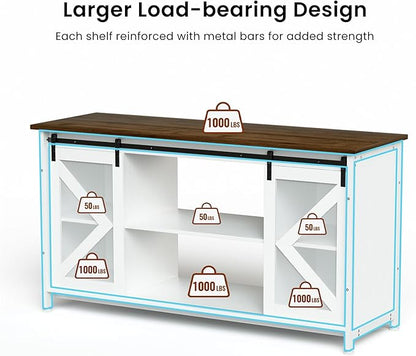 55-75 Gallon Aquarium Stand Heavy Duty Steel Frame, Fish Tank Cabinet with Accessories Storage for Reptile Terrarium & Turtle Tank - 1000lbs Capacity (White)