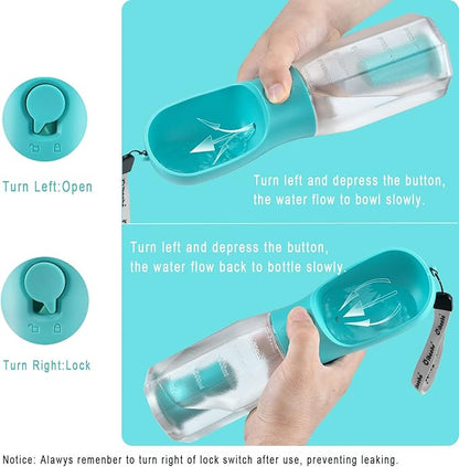 Dog Water Bottle with Food Container & Poop Bag Holder, Travel Water Bowl, Portable Pet Dispenser, Dog Stuff Accessories Items, Puppy Essentials Necessities for Yorkie Chihuahua Walking Hiking