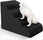 Dog Stairs for Small Dogs - High Density Foam Pet Steps, Extra Wide Dog Ramp with Non-Slip Bottom for High Beds, Couch and Sofa, Best for Dogs Injured, Older Doggy Cats, 4 Steps, Black