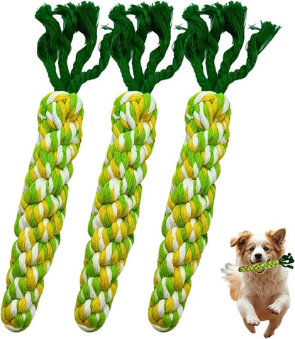 3PCS Rainbow Woven Pet Chew Set, Colorful Puppy Teething Chews, Dog Chew Toys, Cat Teething Playset, Soft & Safe Interactive Pet Chews