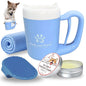 Dog Paw Cleaner for Small & Medium Dogs – Portable Paw Washer Cup with Soft Silicone Brush, Towel & Moisturizing Balm – Gently Cleans Muddy Paws After Walks (Blue, Small)