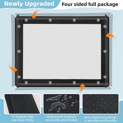 Dog Pee Pad Holder, Puppy Pad Holder, 14 Powerful Magnetic Clips, Indoor Dog Potty, Oxford Cloth Material, Fit 34x28 Pad, Black