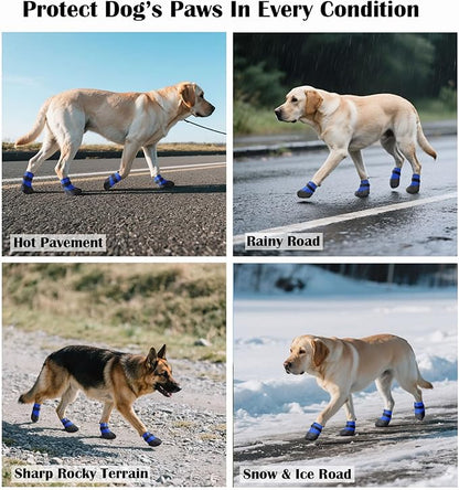 Dog Shoes Lightweight Dog Boots-Breathable Knitted Paw Protector with Adjustable Strap for Hot Pavement, Rain Walking, Hardwood Floors Anti Slip Reduce Noise, Prevent Licking Paws(Blue,XL)