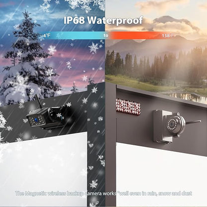 3 Magnetic Wireless Backup Camera with HD 1080P 10" DVR Monitor, 1-Rear View 2-Side View Cameras Wireless System for RV Trailer Trucks, Built-in 9600mAh Battery,Night Vision,Recording- ZEROXCLUB BC103