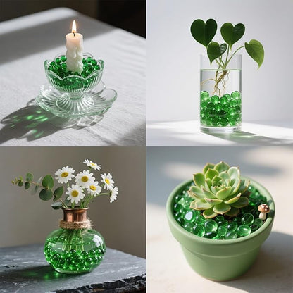 2.16LB Glass Beads Vase Filler Aquarium Gravel Decor Flat Glass Marbles Gems Pebbles Fish Tank Rocks Home Decorative Art Craft - Green