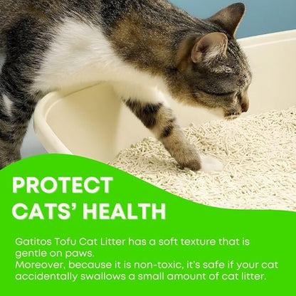 Gatitos Tofu Cat Litter Climping Quickly, Natural Material, Dissolves in Water and can be Flushed Down The Toilet, Vacuum Packing（Original Flavor| Pack*1）