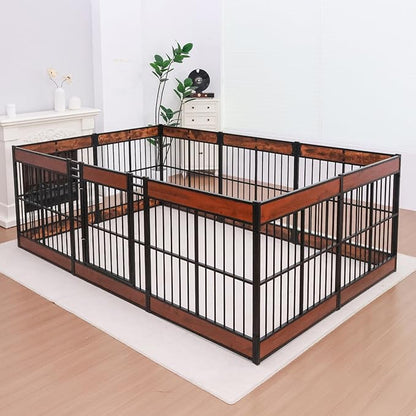 Dog Playpen, 35.4" Height Dog Pen Indoor, Heavy Duty, Safe and Sturdy, Furniture Style Puppy Pen (12 Panels (35.4" High), Rustic Brown)