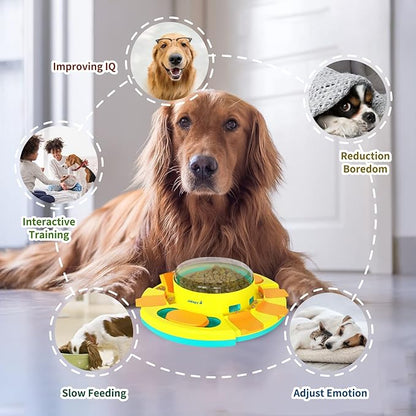 Dog Puzzle Toys for Dog Boredom and Mentally Stimulating, Interactive Slow Food Feeder Dispenser, Professional Level 2 in 1 for Large/Medium/Small Dog