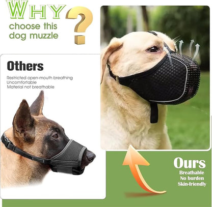Dog Muzzle, Mesh Soft Muzzle for Small Medium Large Sized Dogs, Breathable Adjustable Puppy Muzzles for Scavenging Biting Licking and Chewing, Allows Panting and Drinking(Reflective Mesh, XXL)