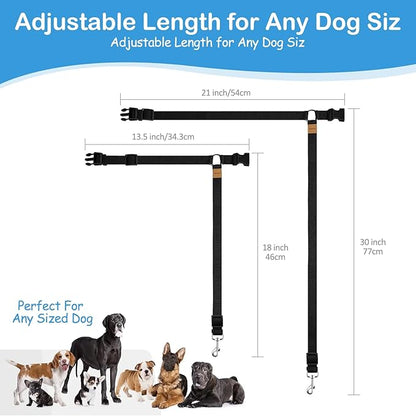 3 Pack Dog Seat Belt for Car, Car Headrest Restraint Adjustable Nylon Fabric, Dog Restraints Vehicle Seatbelts Harness (Black & Red & Purple)