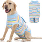 FUAMEY Recovery Suit for Dogs After Surgery,Soft Breathable Dog Bodysuit E-Collar & Cone Alternative Surgical Suit,Male Female Dog Neuter Spay Suits Anti Licking Wounds Onesie Blue Yellow Stripes XL
