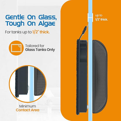 FL!PPER Flipper Cleaner Float - 2-in-1 Floating Magnetic Aquarium Glass Cleaner - Fish Tank Cleaner - Scrubber & Scraper Aquarium Cleaning Tools - Floating Fish Tank Cleaner, Standard