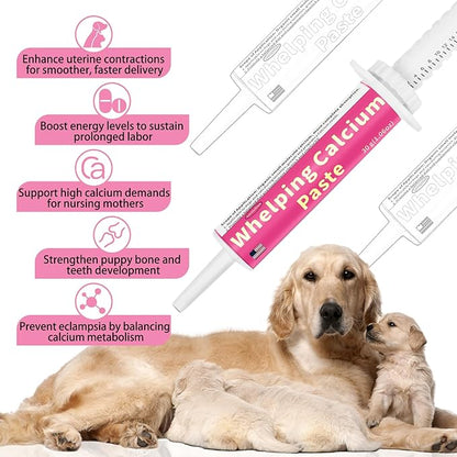 4 in 1 Whelping Kit for Dogs - Whelping Calcium Paste, Probiotic Paste, Fading Puppy Support & Puppy Milk Replacer - Essential Dog Whelping Supplies for Safe Delivery, Strong Puppies & Nursing Support