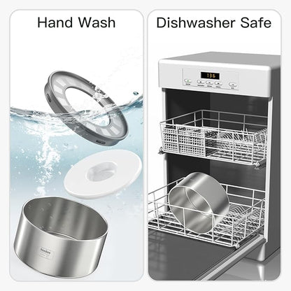 2L No Spill Water Bowl for Dogs, Double-Wall Stainless Steel with Splash-Proof Paws Lid and Floating Disk, Non-Slip Base, Easy to Clean Slow Water Feeder for Small Medium Dogs