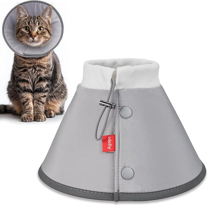 Agape Soft Cone for Cats & Small Dogs, Comfy Pet Cone to Stop Licking, Adjustable Cat E Collar Alternative After Surgery, Protective Elizabethan Collar for Pup & Kitty, Water Repellent Recovery Cone
