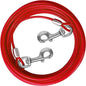 Dog Tie Out Cable 10/15/20/25/30 FT Runner for Yard Steel Wire Cable with Durable Superior Clips Red Chains for Outside Dog Lead for Large Up to 165 Lbs