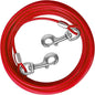 Dog Tie Out Cable 10/15/20/25/30 FT Runner for Yard Steel Wire Cable with Durable Superior Clips Red Chains for Outside Dog Lead for Large Up to 165 Lbs