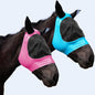 2 Piece Horse Fly Mask with Ears, Comfortable Fit Stretch Fabric Big Eye Space Soft Breathable with UV Protection for Full Horses (Blue-Pink)