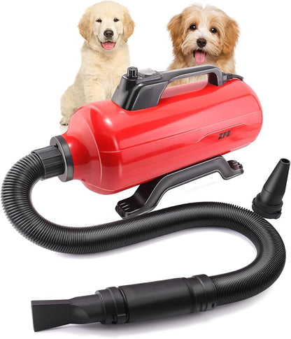 Dog Pet Dryer, 3000W High Velocity Pet Dryer Adjustable Speed Dog Grooming Blower Double Motor, Pet Grooming Hair Drying(4HP), Hot Air Dog Hair Dryer Blower with 2 Nozzle
