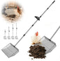 15inch Large Chicken Poop Scooper with Ergonomic Grip, 5 in 1 Adjustable Chicken Coop Pooper Shovel (24 to 76.5"), Stainless Steel Litter Sifting Shovel Scoop for Chicken Coop/Goat Stall/Stable