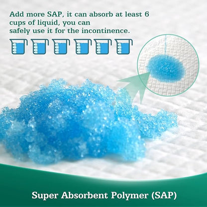 50 Count Bed Pads with Adhesive Strip 30"x36" Thicken Elderly Adults Incontinence Underpads Disposable, Heavy Duty Absorbent Chucks Waterproof, XL Extra Large Puppy Pee Training Pad