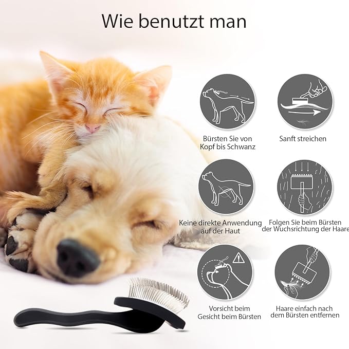 Dog Slicker Brush for Shedding and Grooming Medium or Long Haired Cats, Extra Long & Soft Pin Slicker Brush for Removes Loose Hair, Tangles, Knots, Undercoat, Free Pet Comb, Large Black