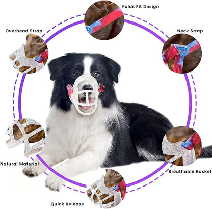 Dog Muzzle, OKKIC Basket Muzzle Anti Biting Chewing, Sturdy Lightweight Muzzle Allows Panting Drinking,Muzzle for Small Medium Large Dogs, Suitable for Grooming Trimming Training (Transparent, Size6)