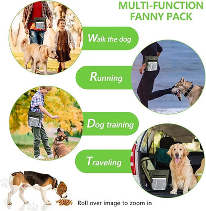 Dog Treat Pouches for Pet Training with Magnetic Closure Treat Pouches for Pet Training,Large Dog Treat Training Pouch and Dog Clicker,Training Treat Pouch Built-in Poop Bag Dispenser-Green