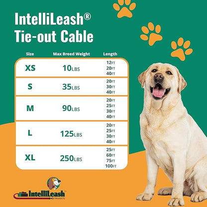 25FT Tie-Out Cables for Dogs - Strong, Safe, and Durable Dog Tie-Outs for Every Breed up to 250 Pounds - Weather and Wear Resistant Galvanized Aircraft Cable for Outside Use