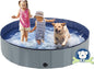 Foldable Dog Bath Swimming Pool 63'' Plastic Kiddie Pool Professional Tub Collapsible Grooming Bathtub for Pets Kids Baby and Toddler, 63 x 12 Inches Gray