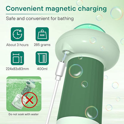 Dog Shampoo Dispenser, UFO Dog Shampoo Sprayer, Electric Foaming Shampoo Dispenser for Dog and Cat Washing, for Bathtub, Kitchen Sink, Bathroom Cleaning, Green