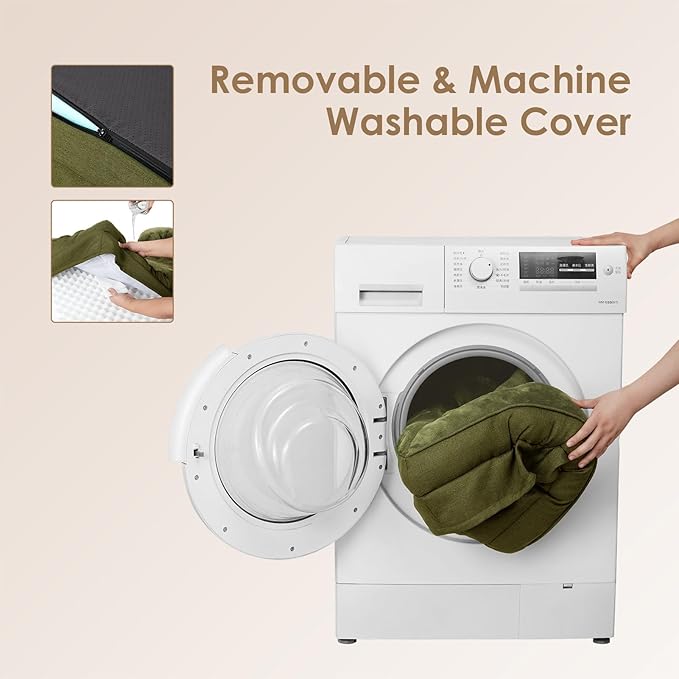 EHEYCIGA Orthopedic Dog Beds for Large Dogs, Waterproof Memory Foam Large Dog Bed with Sides, Non-Slip Bottom and Egg-Crate Foam Pet Couch Bed with Washable Removable Cover, Olive Green