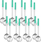 16 Pcs Portion Control Serving Spoons, Restaurant Measuring Serving Ladle Utensils, Portion Control Slotted Scoops for Weight Loss, Solid and Perforated Scoops(Green,4 oz)