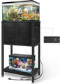 5-10 Gallon Fish Tank Stand, Heavy Duty Aquarium Stand with Cabinet & Power Outlets for Fish Tank Accessories Storage, Double Tank Stand 20.5" L* 11" W Tabletop, 220LBS Capacity Black
