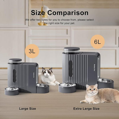 Gardner Pet Automatic Gravity Cat Food Feeder and Water Dispenser Stainless Steel Two-in-One Set Large Capacity Dispenser for Medium, Large Dogs, Puppies, Kittens, Rabbits-(1.6 Gallons x 2)