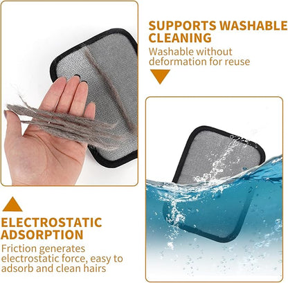 2PCS Electrostatic Pet Grooming Gloves, Reusable Hair Remover for Dog Cat Fur on Clothes Furniture Car Seat/Black