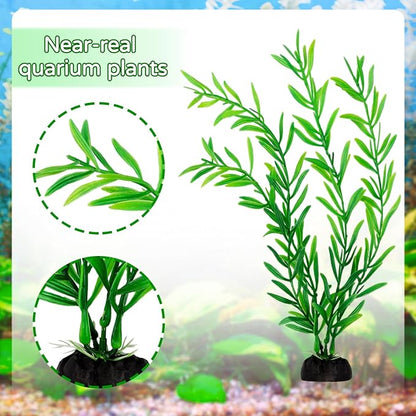Aquarium Decorations - 25pcs Green Plants for Fish Tank, Plastic Decor Accessories