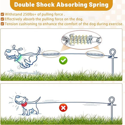 Dog Tie Out Cable - 10/15/20/25/30FT Heavy Duty for Large Dogs Up to 250LBS - Rosy Pink/Blue/Purple/Silver/Red/Green/Yellow