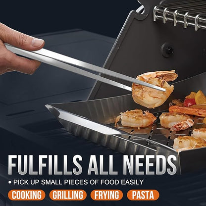 16 Inch long Kitchen Tweezers - 2 Pack large Tweezer Tongs for Cooking, Heavy Duty Stainless Steel Heat Resistant 600°F Food tweezers, Dishwasher safe