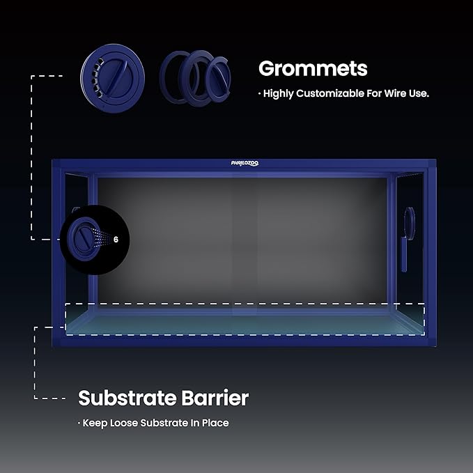 50 Gallon Bearded Dragon Tank, Reptile Enclosure for Easy Maintenance, Front Opening Reptile Tank with Top Screen Ventilation & Glass Sliding Door 36''x18''x18''