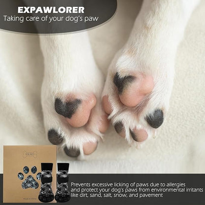 EXPAWLORER Anti Slip Dog Socks to Prevent Licking Paws, Dog Shoes for Hot Pavement, Dog Booties for Small Medium Large Senior Dogs, Traction Control Dog Boots & Paw Protectors for Hardwood Floors