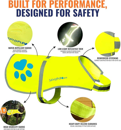 Dog Reflective Vest – Hi-Vis Fluorescent Visibility That Helps to Safeguard Your Pet On/Off Leash in Urban & Rural Areas (Yellow, X-Large)