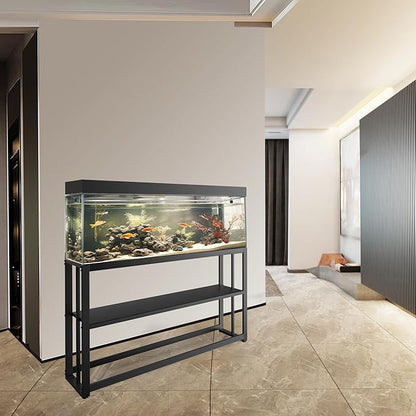 Akenow 55-75 Gallon Fish Tank Stand with Storage Shelf, 48.5 x14.9 x 29.2 Inch Aquarium Stand, Turtle Tank, Reptile Terrariums and Breeder Tank Stand,980LBS Capacity, Black