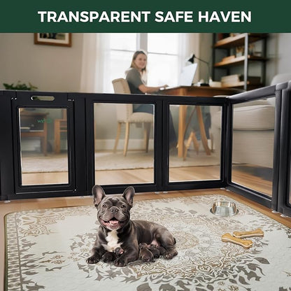 FXW AuraSpace Acrylic Indoor Unleashed Dog Playpen for Small and Medium Dogs, 30 Inch, 10 Panels, Black