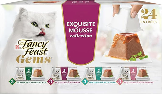 Fancy Feast Gems Pate Cat Food Mousse and a Halo of Savory Gravy Wet Cat Food Variety Pack - (Pack of 12) 4 oz. Boxes