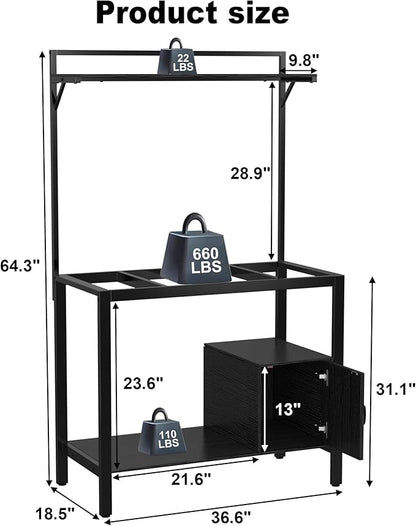GDLF 40-50 Gallon Fish Tank Stand with Plant Shelf Metal Aquarium Stand with Cubby Storage 36.6" x 18.5" Tabletop fits Aquarium,Turtle Tank,or Reptile Terrariums