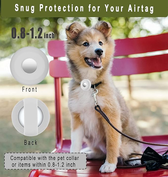 for Airtag Holder for Dog Collar, Cibaabo Silicone Air Tag Case Cover Compatible with Apple Airtags for 0.8-1.2inch Cat Pet Collar Harness Loop