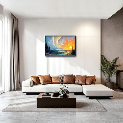 Framed Large Sunrise Wall Art for Living Room, Oversized Sunrise Wall Decor Forest Lake Landscape Canvas Print Natural Picture Home Decoration for Bedroom Living Room Office 36"x24"